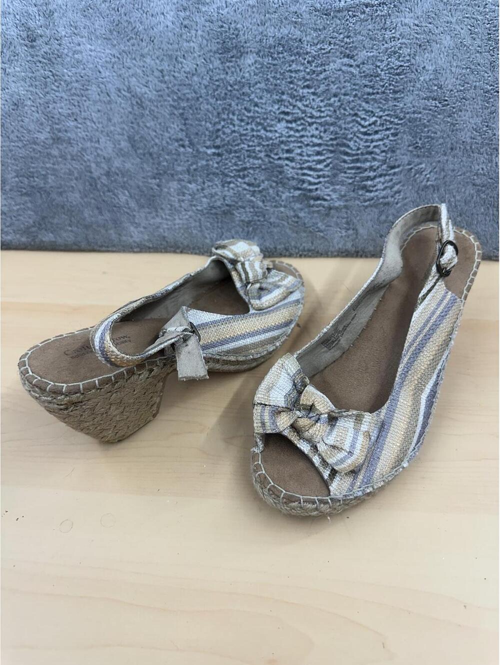 Croft & Barrow Striped Espadrille Wedge Sandals with Bow Detail
